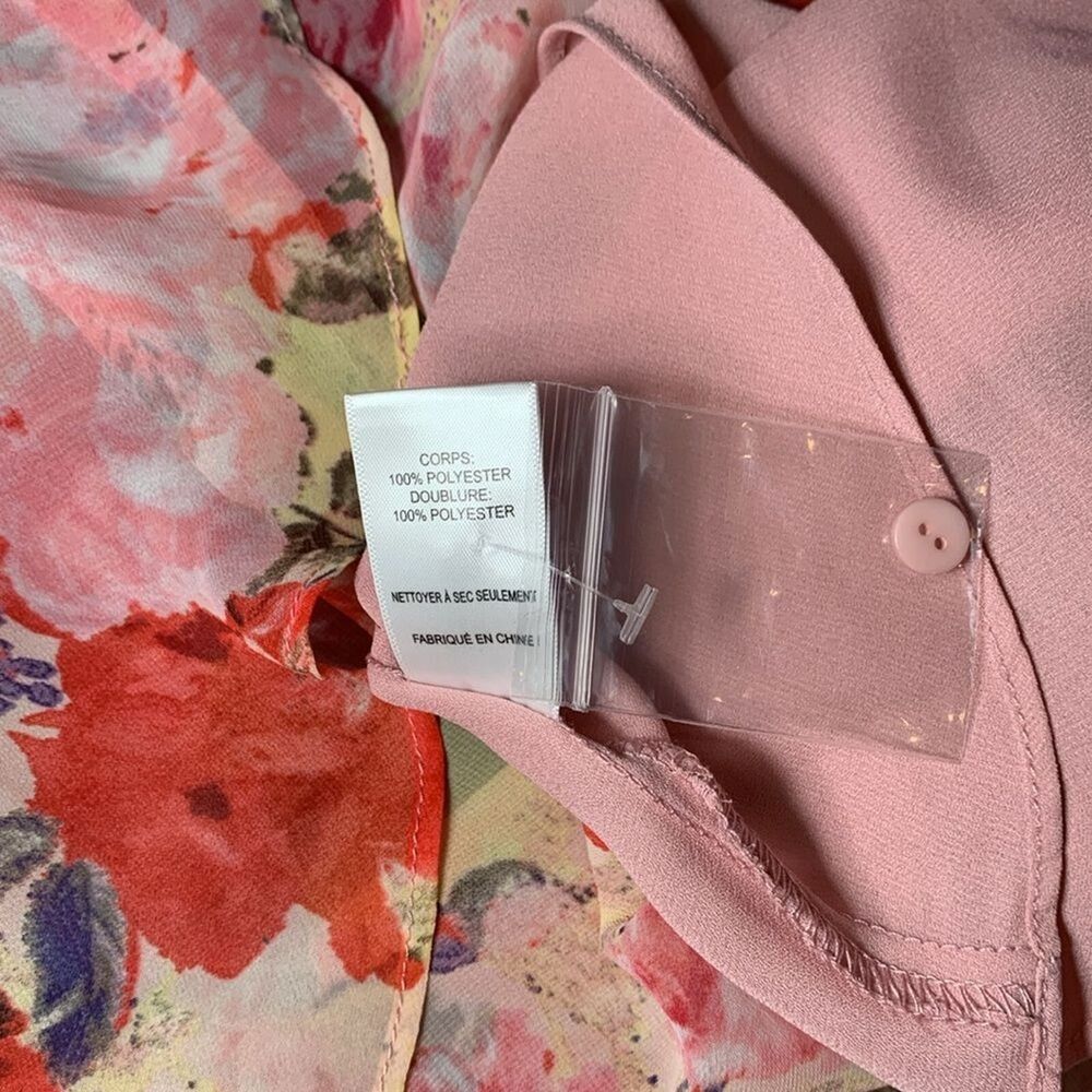 Floret Studios Floral Ruffle Waist A-line Dress in Pink Floral Size Large - Picture 8 of 16